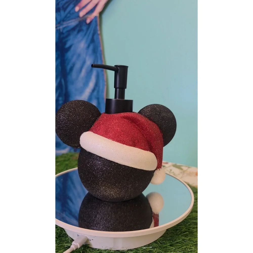 Disney Mickey Mouse Santa Hat Glitter 3D Soap Dispenser